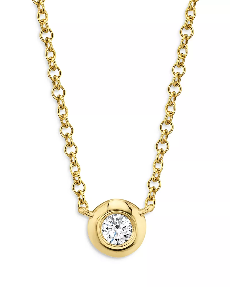Moon & Meadow 14K Yellow Gold Bezel-Set Diamond Pendant Necklace, 18 - Exclusive