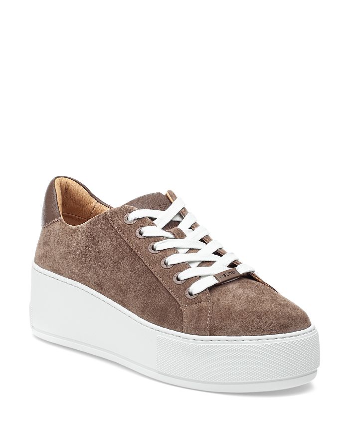 J/slides Women's Maya Lace Up Sneakers In Taupe