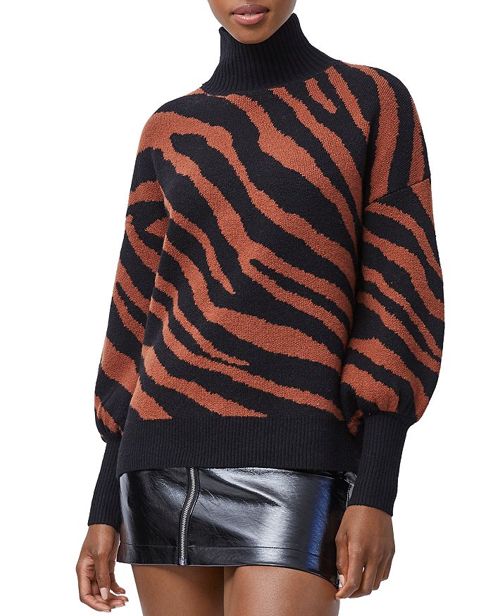 FRENCH CONNECTION JACQUARD TIGER PRINT SWEATER,78PWX