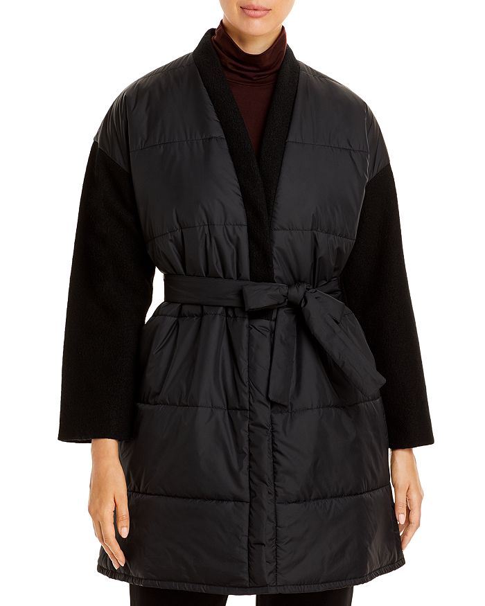 EILEEN FISHER CONTRAST-SLEEVE OPEN FRONT COAT,F0HVF-C1987M
