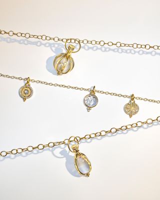 18K Yellow Gold Celestial Blue Moonstone &amp; Diamond Orbit Pendant