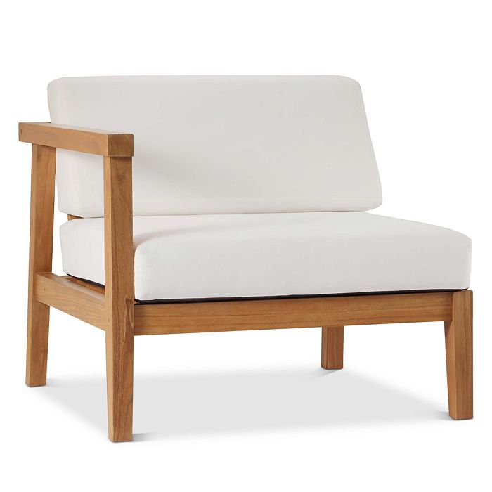 Modway Bayport Outdoor Patio Teak Wood Chair In Natural White