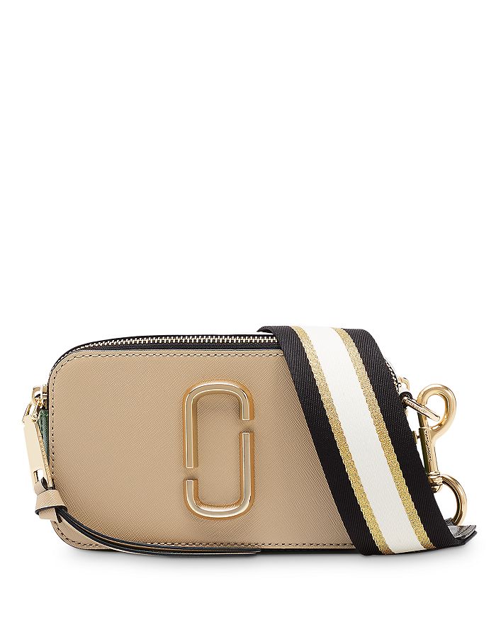 The Marc Jacobs Snapshot Leather Camera Bag In Sandcastle/gold