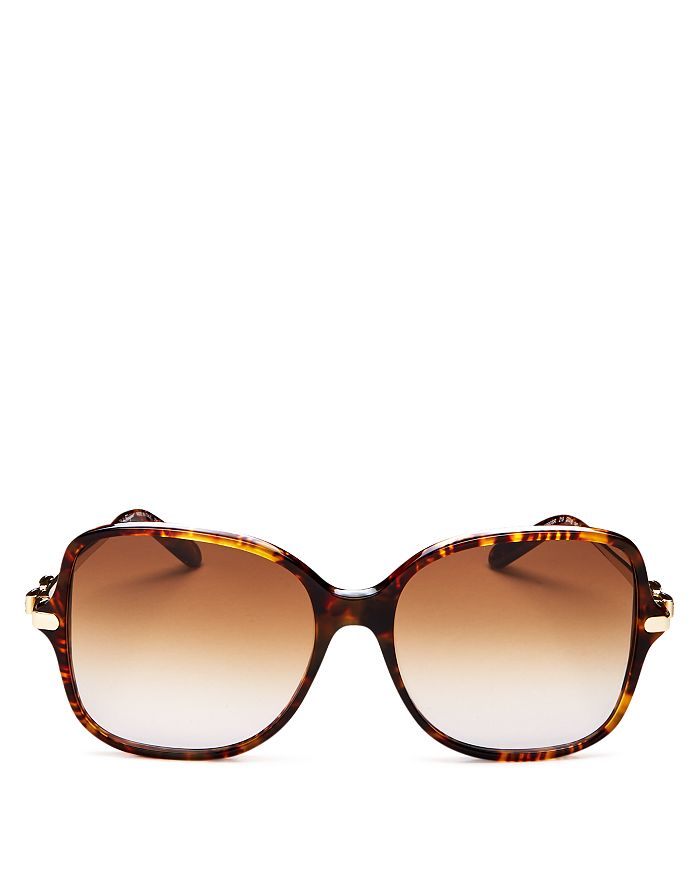 Ferragamo 57mm Gradient Rounded Square Sunglasses In Dark Tortoise/brown Gradient