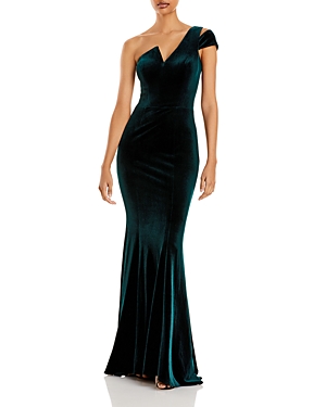 Shop Aqua Velvet One-shoulder Gown - 100% Exclusive In Hunter