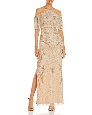 Cold-Shoulder Beaded Gown - 100% Exclusive