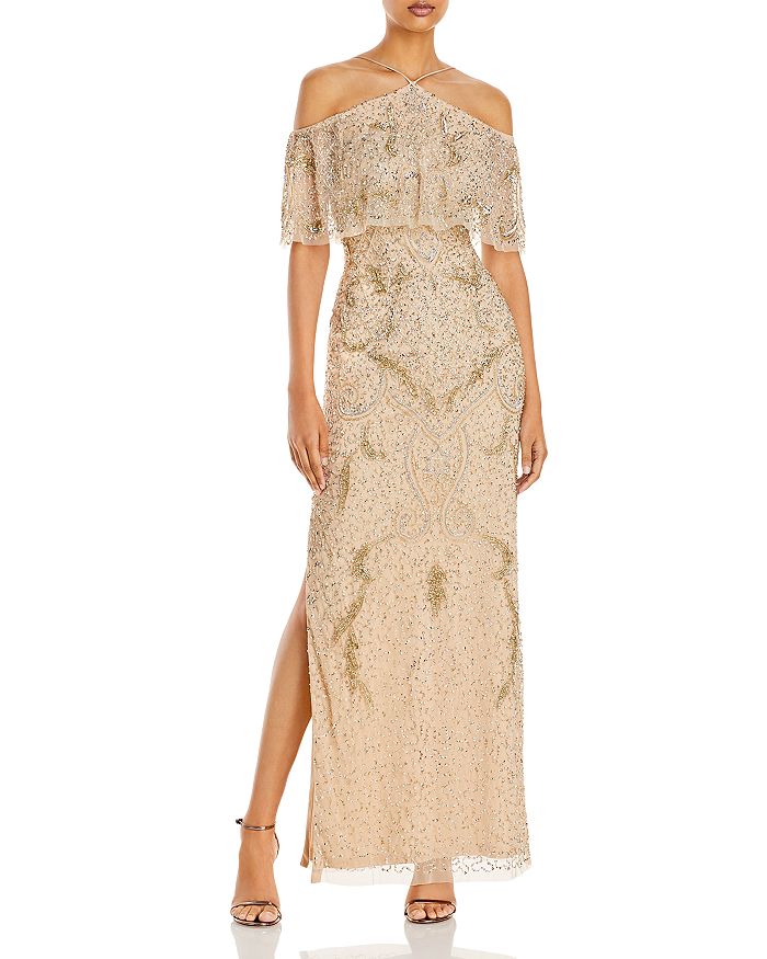 Aidan Mattox - Cold-Shoulder Beaded Gown - 100% Exclusive