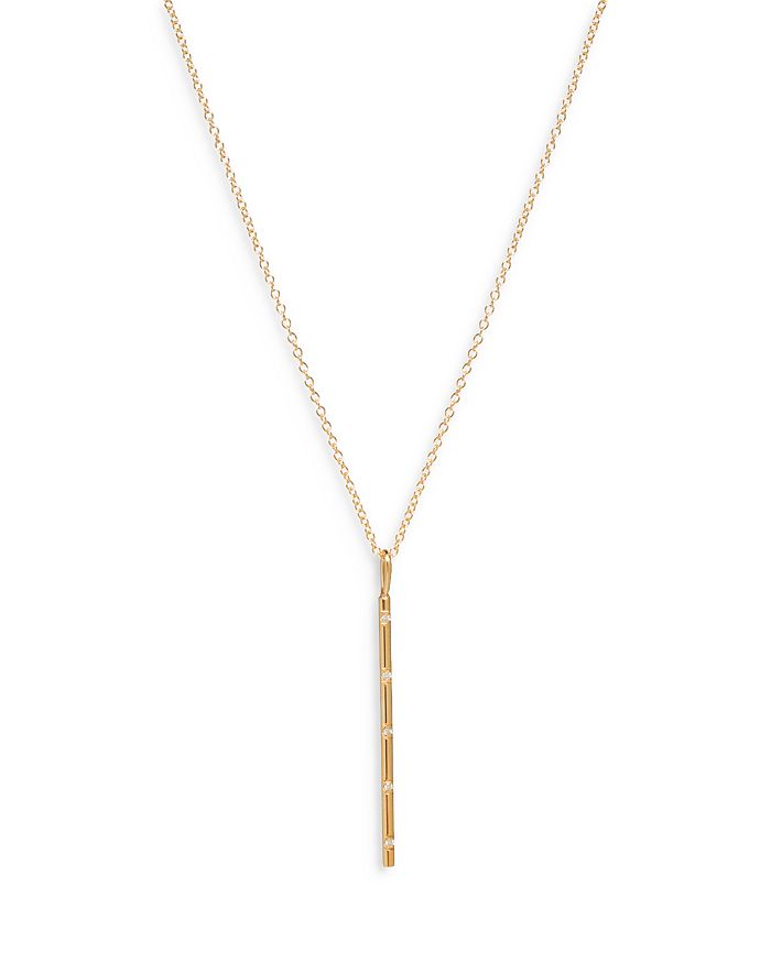 ZOË CHICCO DIAMOND ACCENTED VERTICAL BAR NECKLACE IN 14K YELLOW GOLD, 16-18, 0.025 CT. T.W.,RBN 5 5D