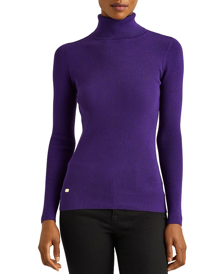Ralph Lauren Lauren  Ribbed Turtleneck Sweater In Purple