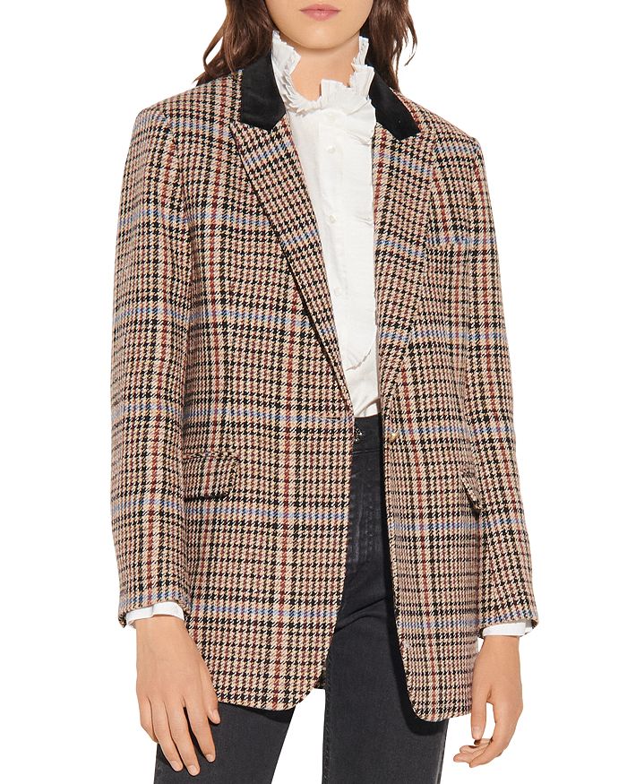 Sandro Daly Checkered Tweed Blazer | Bloomingdale's