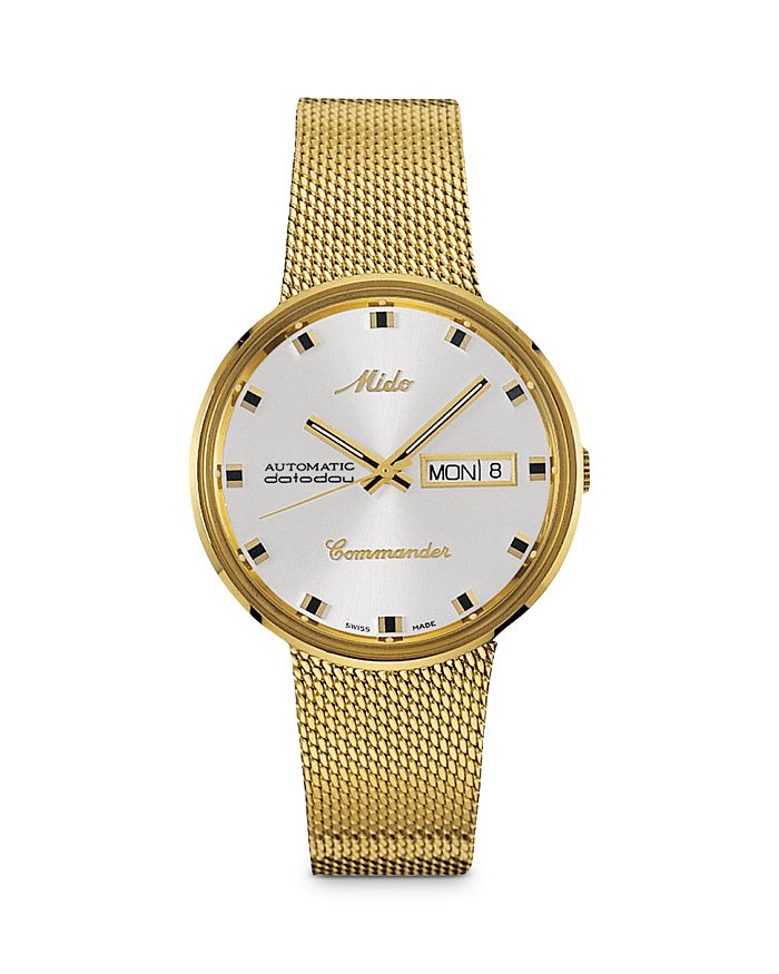 Mido Commander Automatic Mesh Strap Watch, 37mm In Silver
