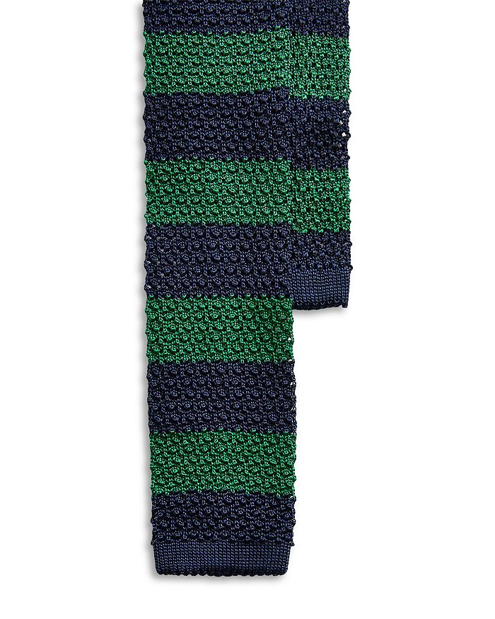 Polo Ralph Lauren Striped Knit Silk Tie In Navy