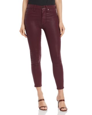 7 For All Mankind - Coated High Waisted Ankle Skinny Jeans