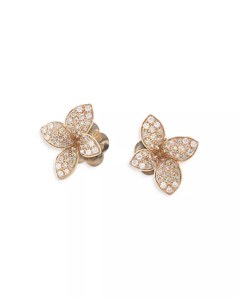 Pasquale Bruni 18K Rose Gold Petit Garden White & Champagne Flower Stud Earrings