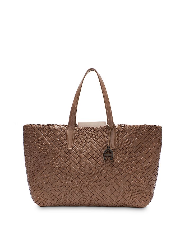Etienne Aigner Eitenne Aigner Irene Woven Leather Tote In Truffle