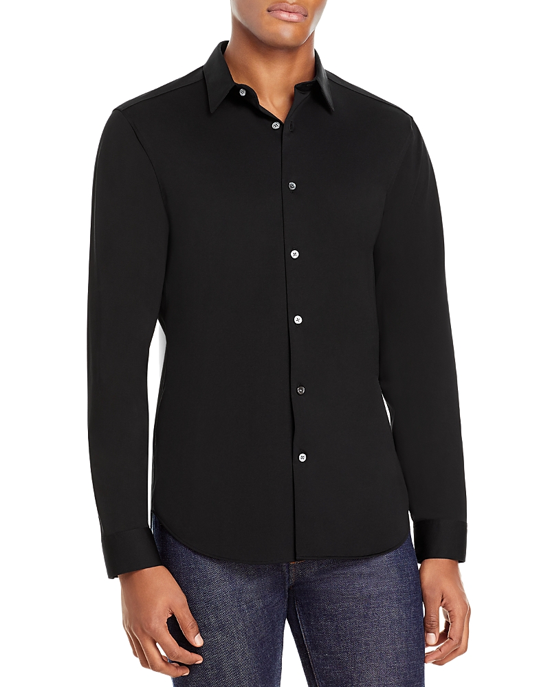 Theory Sylvain Structure Knit Regular Fit Shirt In Black