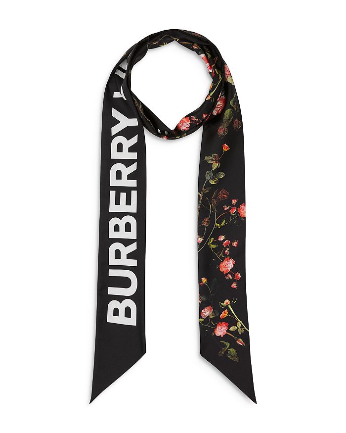 Burberry Dark Floral Silk Skinny Scarf | Bloomingdale's