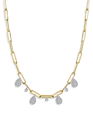 Meira T 14K Yellow Gold Rectangular Link Necklace with Diamonds, 16