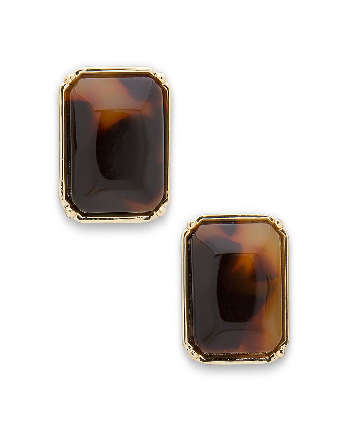Ralph Lauren Lauren  Rectangular Button Earrings In Brown