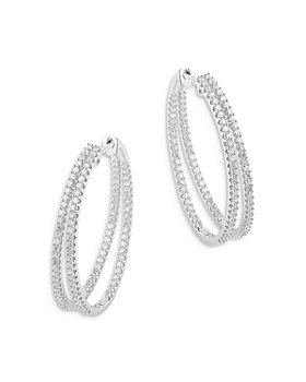 Bloomingdale's - Diamond Inside-Out Double Hoop Earrings in 14K White Gold, 1.0 ct. t.w. - 100% Exclusive