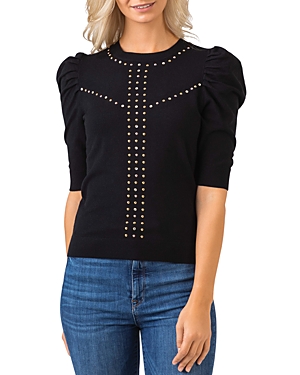 BELLDINI EMBELLISHED PUFF SLEEVE SWEATER,BS20788