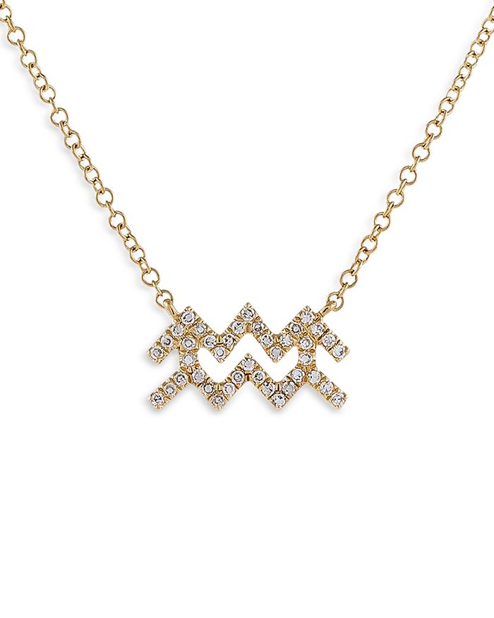 Adinas Jewels Pave Aquarius Pendant Necklace, 16-18 In Gold
