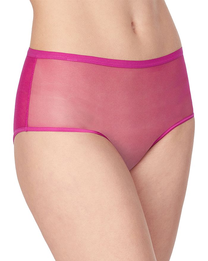 On Gossamer Mesh Boyshorts In Rouge