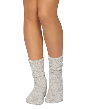 Shop Barefoot Dreams Heathered Socks In Oyster/white