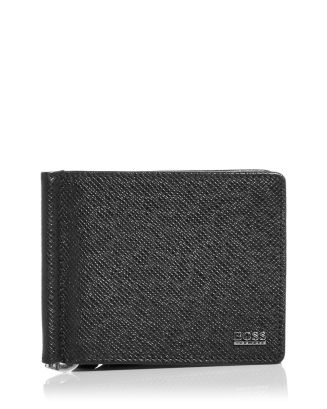 BOSS Hugo Boss Signature Leather Bi Fold Money Clip Wallet | Bloomingdale's