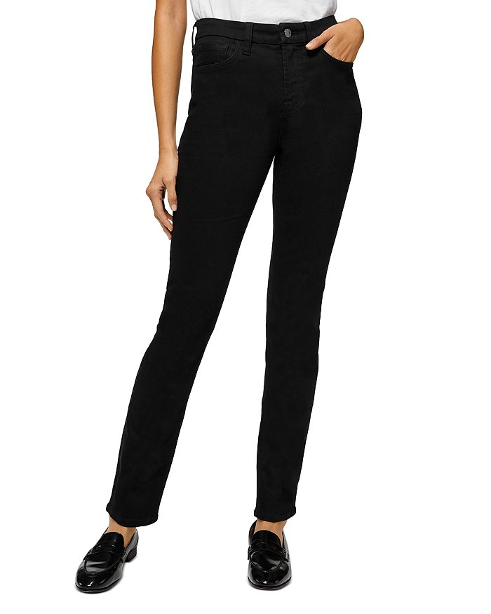 solsikke fedt nok Nødvendig Jen 7 High Rise Slim Straight Jeans in Classic Black Noir | Bloomingdale's