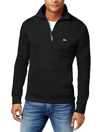 Lacoste Cotton Piqué Contrast Collar Quarter Zip Sweater | Bloomingdale's