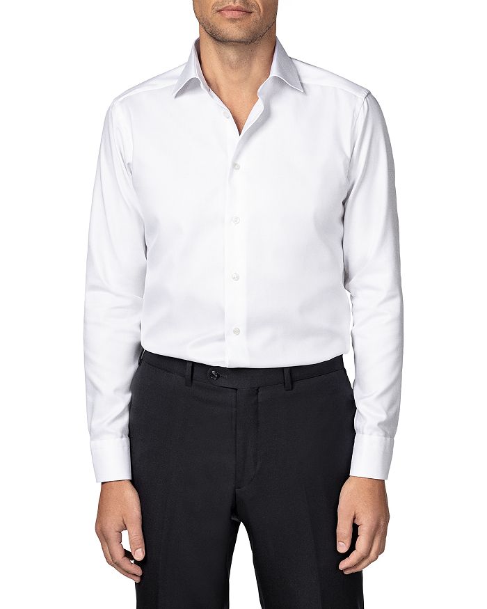 Shop Eton Contemporary Fit Diagonal Weave Shirt In White