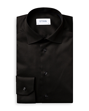 Shop Eton Contemporary Fit Signature Twill Dress Shirt In Black
