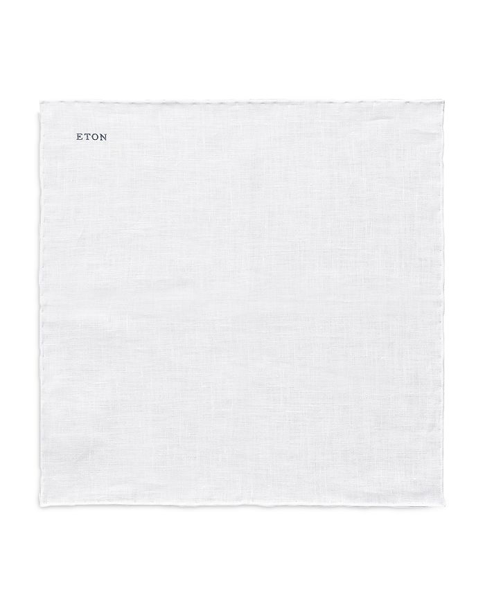 Shop Eton Linen Pocket Square In White