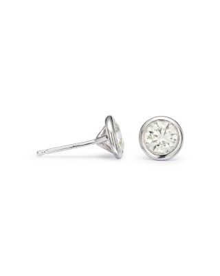 Diamond Bezel Set Stud Earrings in 14K White Gold, 0.20-1.0 tcw 