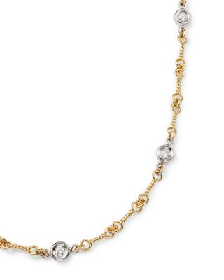 Roberto Coin 18K Yellow and White Gold Diamond Station Necklace, 16"