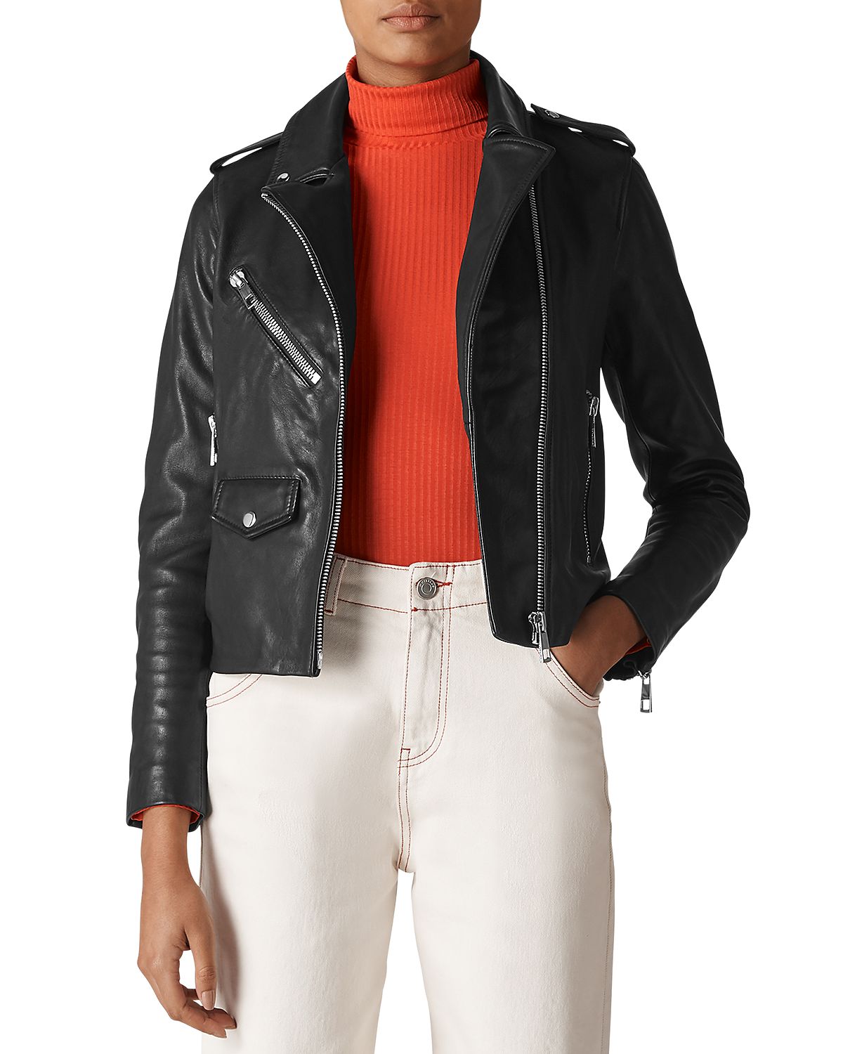 Whistles Agnes Leather Moto Jacket
