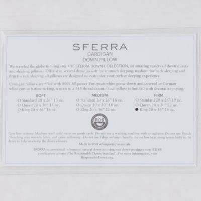 SFERRA Cardigan Firm King Pillow