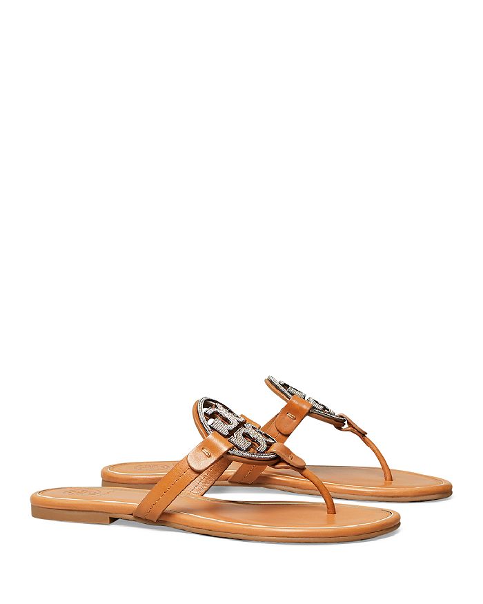 Tory Burch Women's Miller Embellished Thong Sandals In Tan