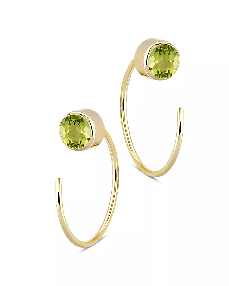Bloomingdale's Fine Collection Peridot Stud and Front Back Hoop Earrings in 14K Yellow Gold