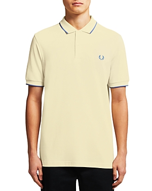 Fred Perry Twin Tipped Slim Fit Polo In Butter Icing