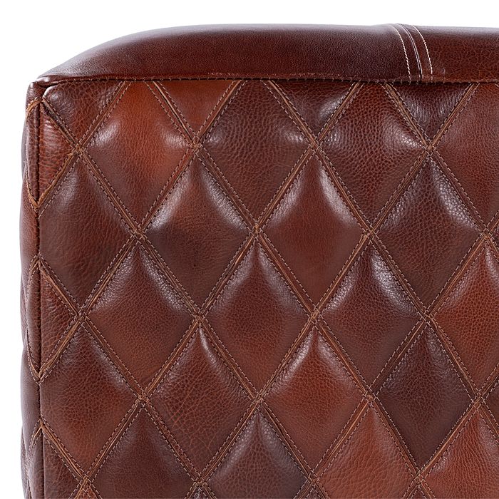 Surya Leonardo Leather Pouf In Brown