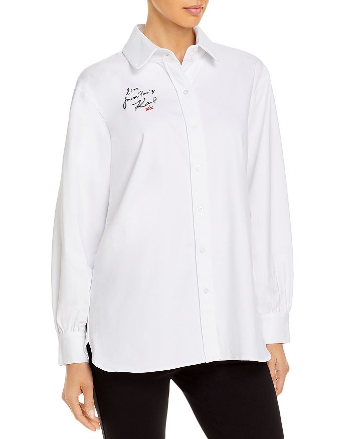 KARL LAGERFELD PARIS Mercerized Knit Button Down Shirt