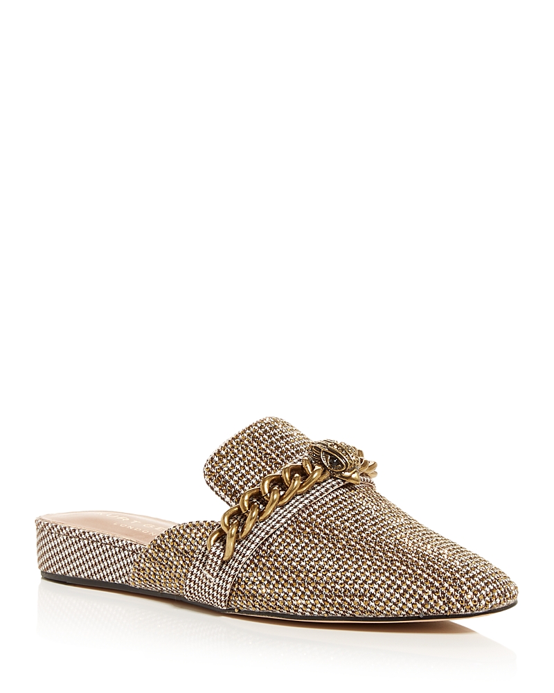 Kurt Geiger Eagle Head Flat Mules In Dark Beige