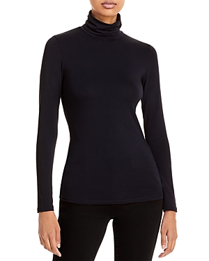 Majestic Stretch Jersey Turtleneck Top In Marine