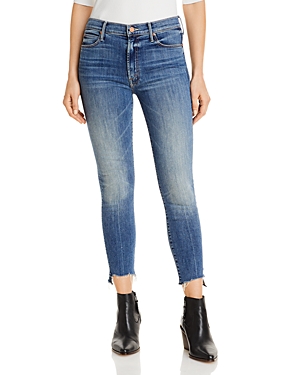 Mother Stunner Side High Rise Cropped Skinny Jeans in Walking on Coals
