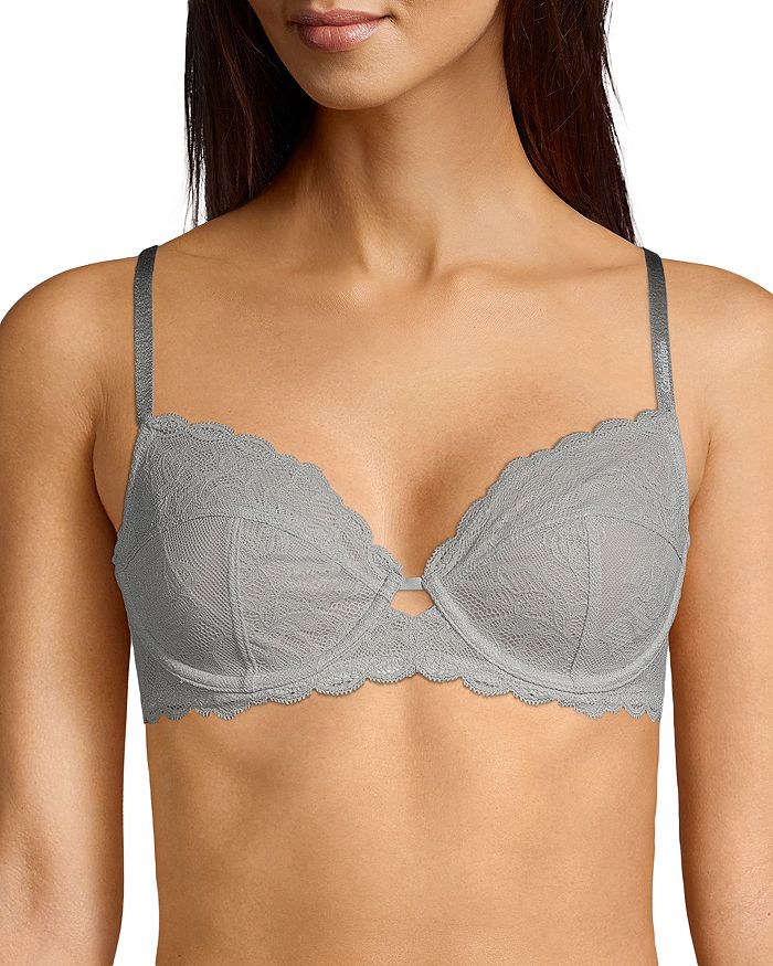 Calvin Klein Seductive Comfort With Lace Full Coverage Bra Qf1741 In Pewter  Sand | ModeSens