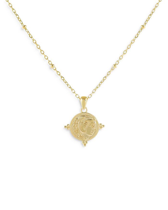 ADINAS JEWELS BEADED COIN PENDANT NECKLACE, 14,N12097GLD-318