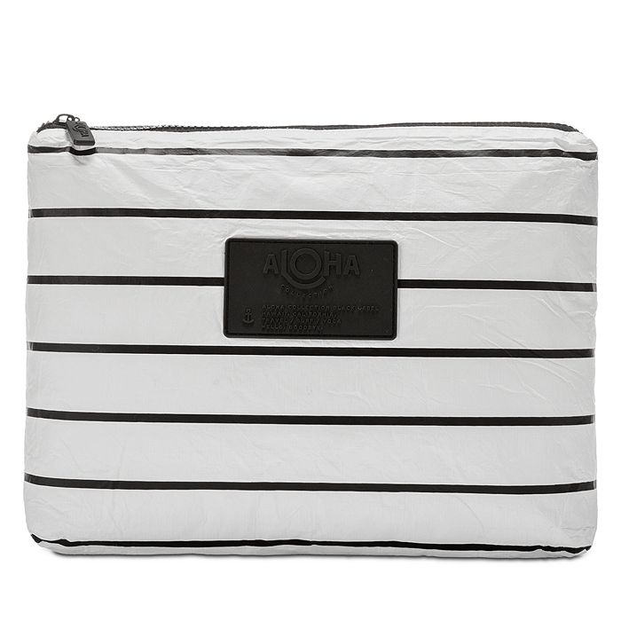 Aloha Collection Pinstripe Mid Pouch In Black On White