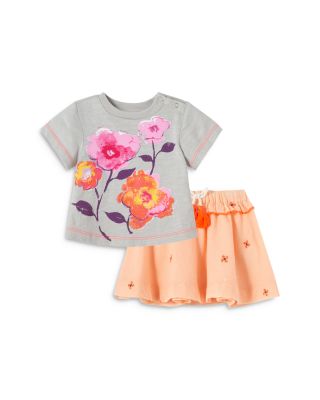 Girls' Floral Print Tee & Embroidered Skirt Set - Baby